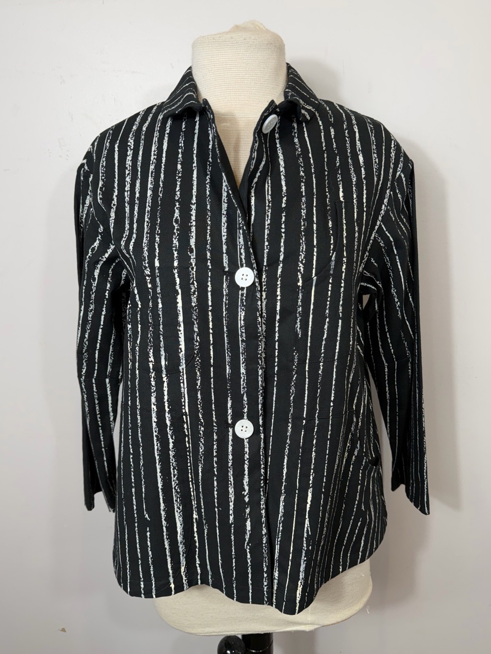 Yoshi Kondo Paris Striped Cotton Jacket Black White Art Print Size S